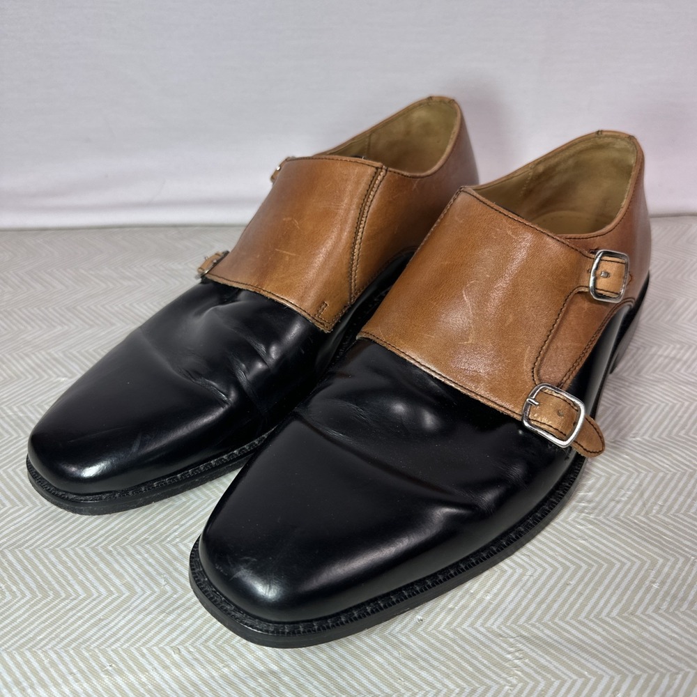Cole Haan Dress Shoes Mens 9.5M Grand OS Double‎ Monk Strap Leather 2 Toned